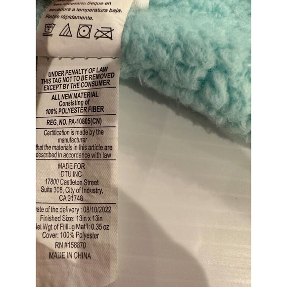 DTU Inc Bunny Rabbit Teal Blue Plush Toy Baby Lovey Security Blanket Soother - Picture 8 of 8